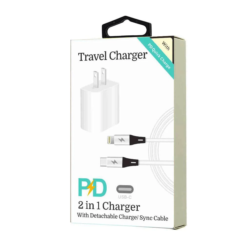 8 Pins to Type-C 2 in 1 Fast Charger (white)