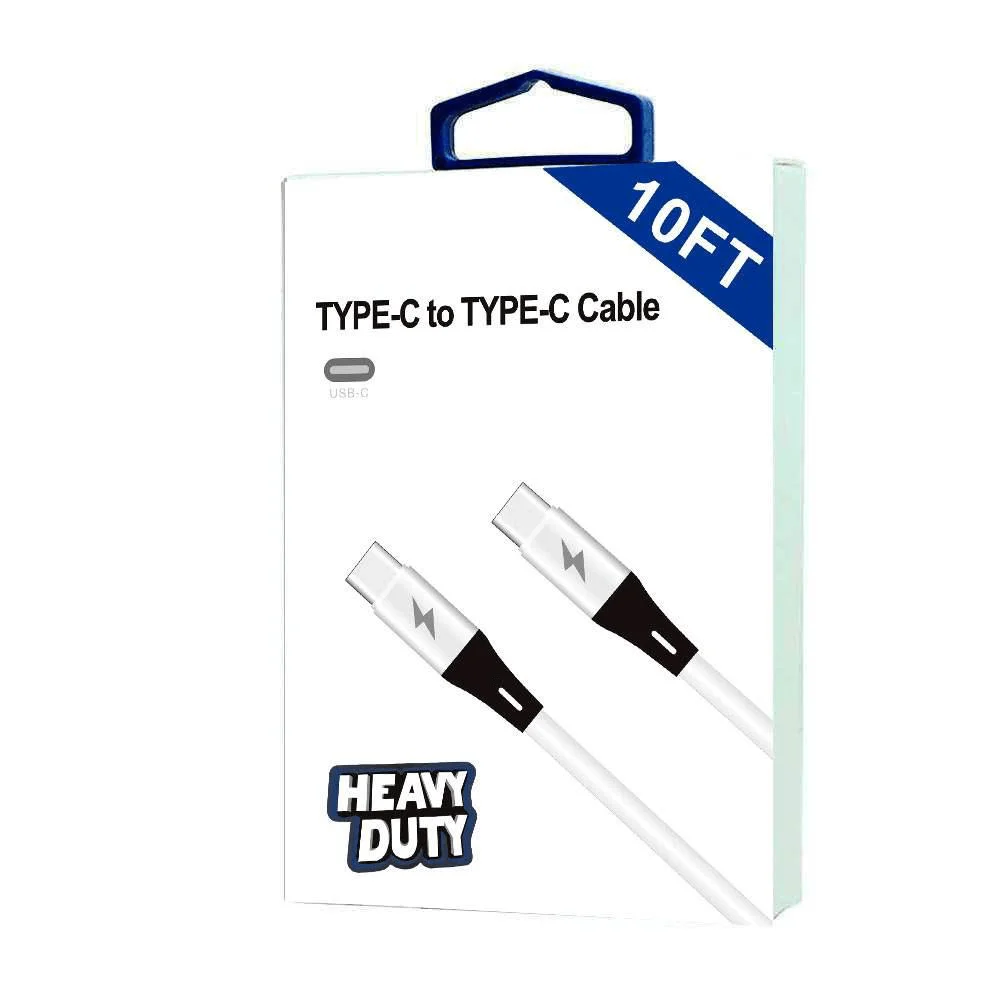 Heavy Duty Type-C to Type C 20W Quick Charge Cable 10FT (white)