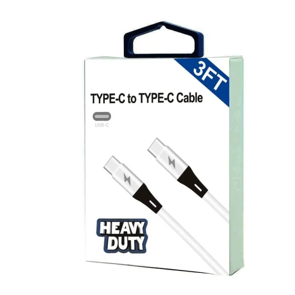 Heavy Duty Type-C to Type C 20W Quick Charge Cable 3FT (white)
