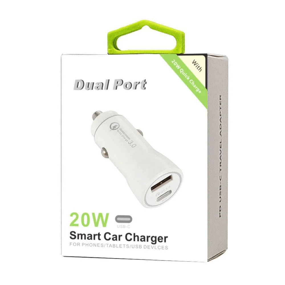 20W Dual Port Car Charger Adapter (white)