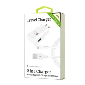 2 in 1 Charger for Android Type C (QC)