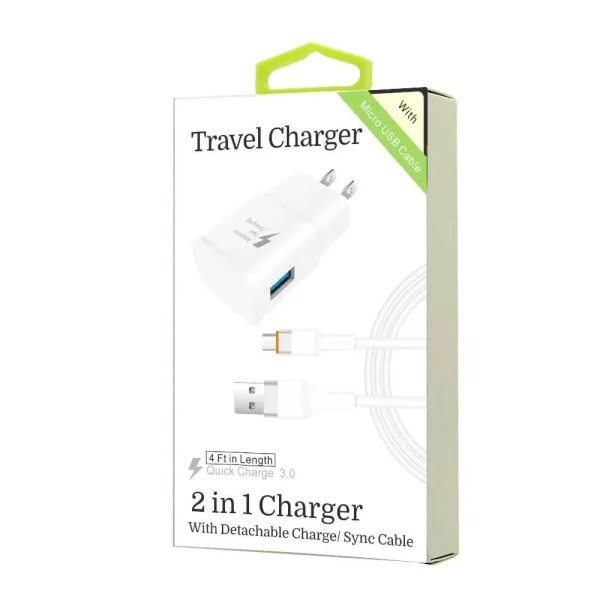 2 in 1 Charger for Samsung Micro USB v8 v9 (QC)